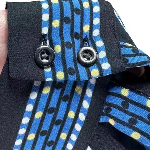 Lands’ End Blue Yellow Floral Long Sleeve Button Down Shirt Dress Size 6 Small - Picture 3 of 7